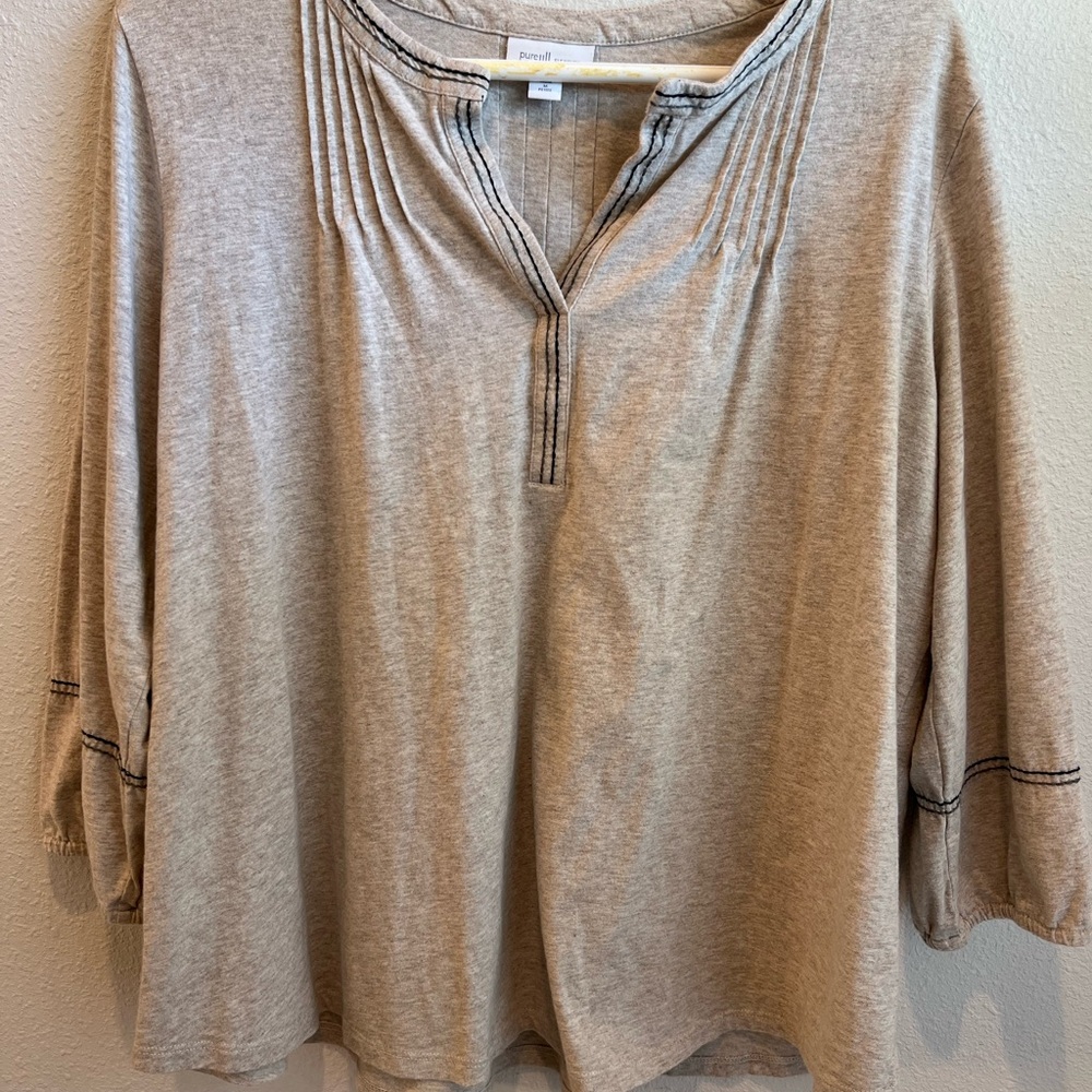 Pure Jill elements petite. Size Medium Gray Pleated 3/4 Sleeve Tunic